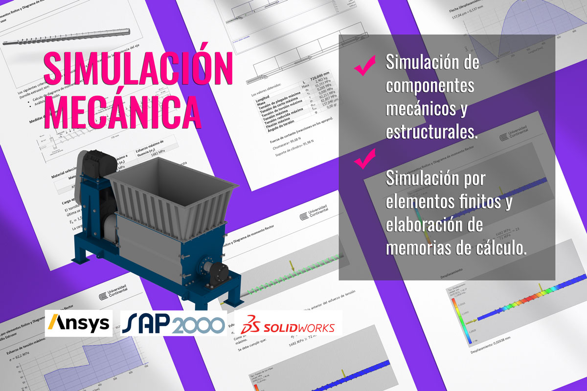 Material ilustrativo de simulación mecánica y análisis por elementos finitos